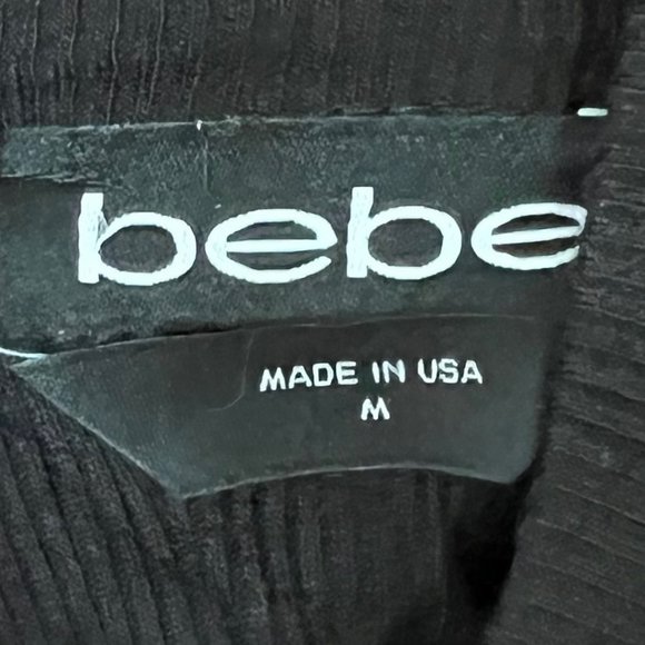 NWT Bebe Rhinestone Spell Out Dress Black Ribbed Size Medium - Picture 5 of 5